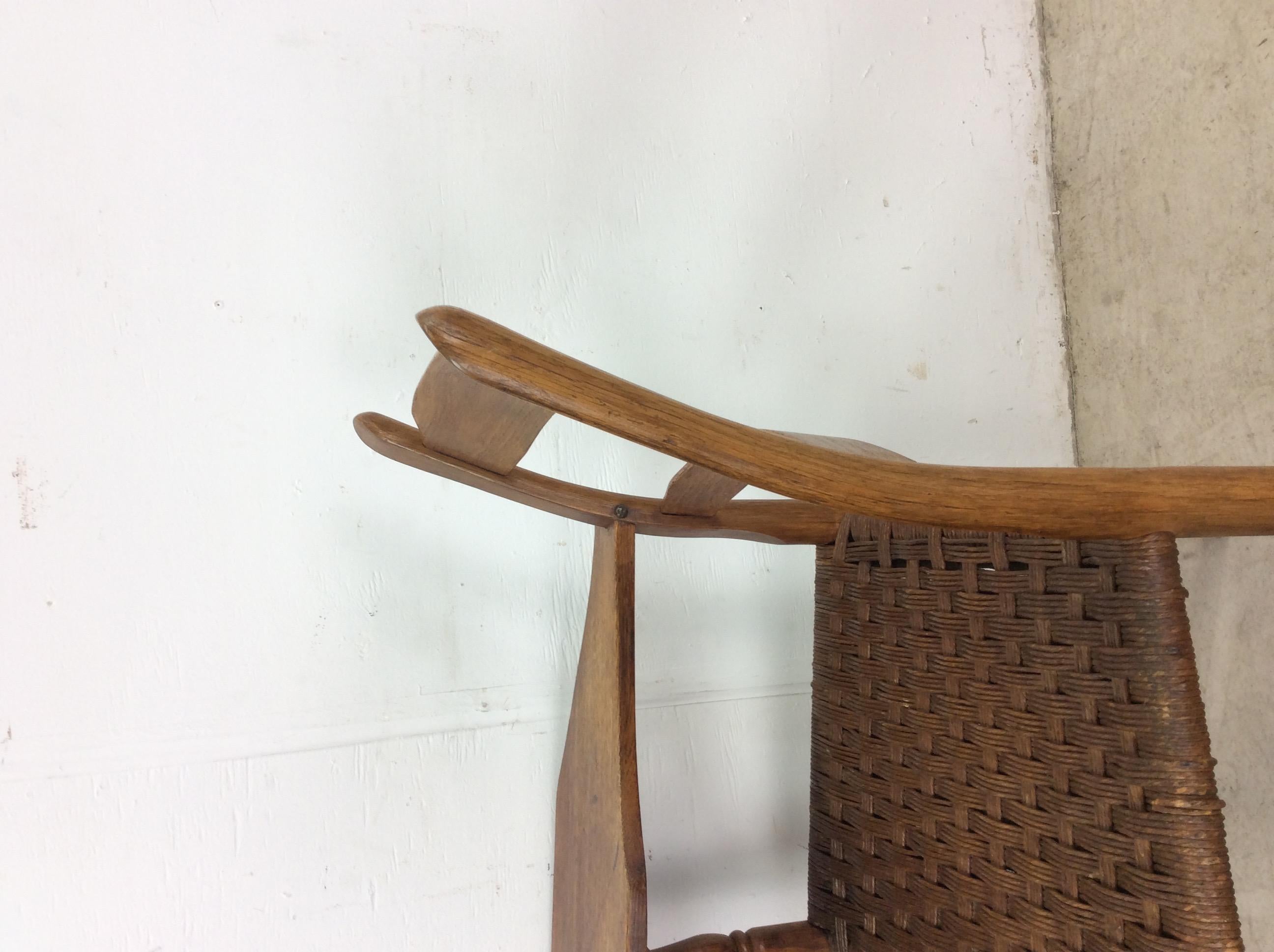 Chaise d'écriture ancienne à dossier en échelle avec siège en jonc en vente 10