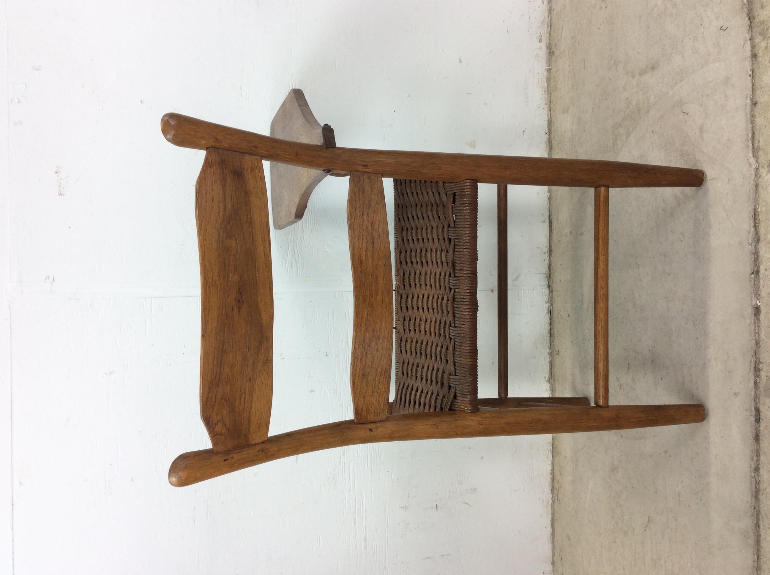 Chaise d'écriture ancienne à dossier en échelle avec siège en jonc en vente 11