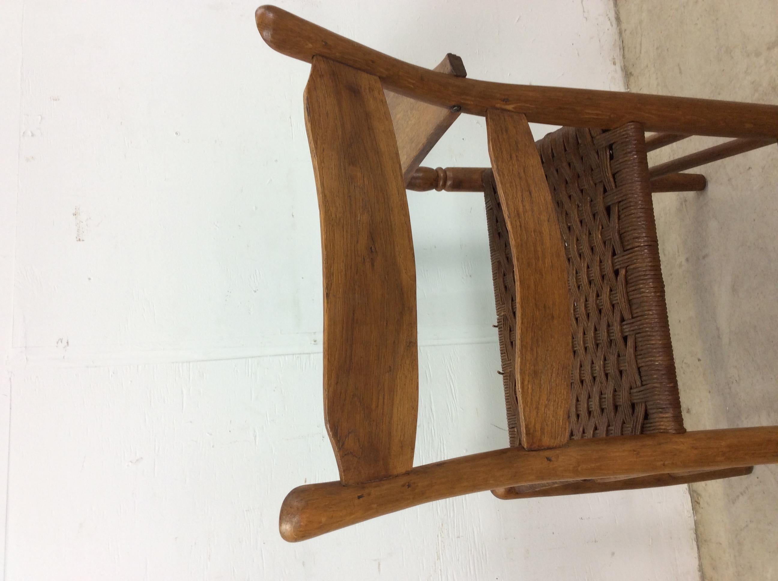 Chaise d'écriture ancienne à dossier en échelle avec siège en jonc en vente 12
