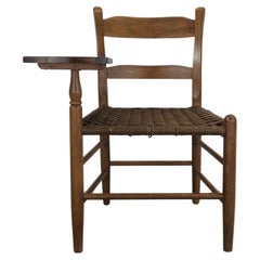 Antique Ladder Back Writing Chair with Rush Seat