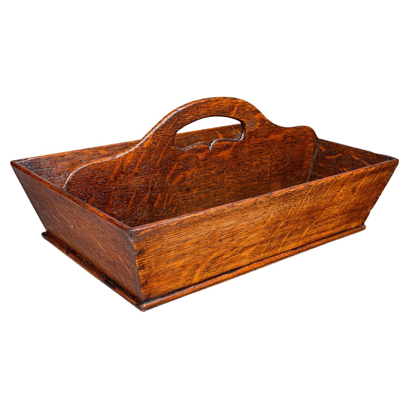 English Country Antiques Kitchen Work Box, English, Oak, Garden Trug, Victorian