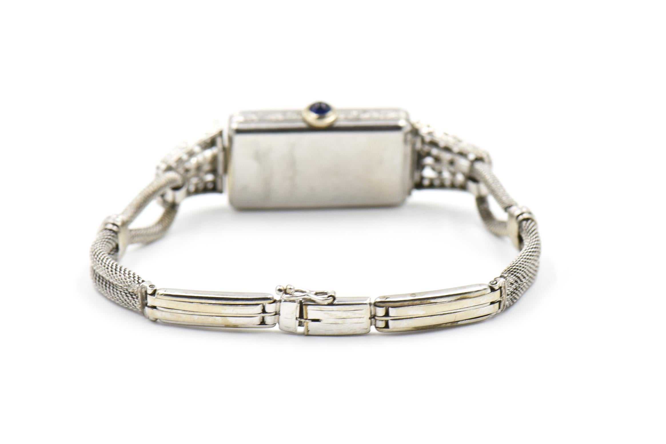 Montre-bracelet ancienne pour dames à diamant allongé en platine et or État moyen - En vente à Miami Beach, FL