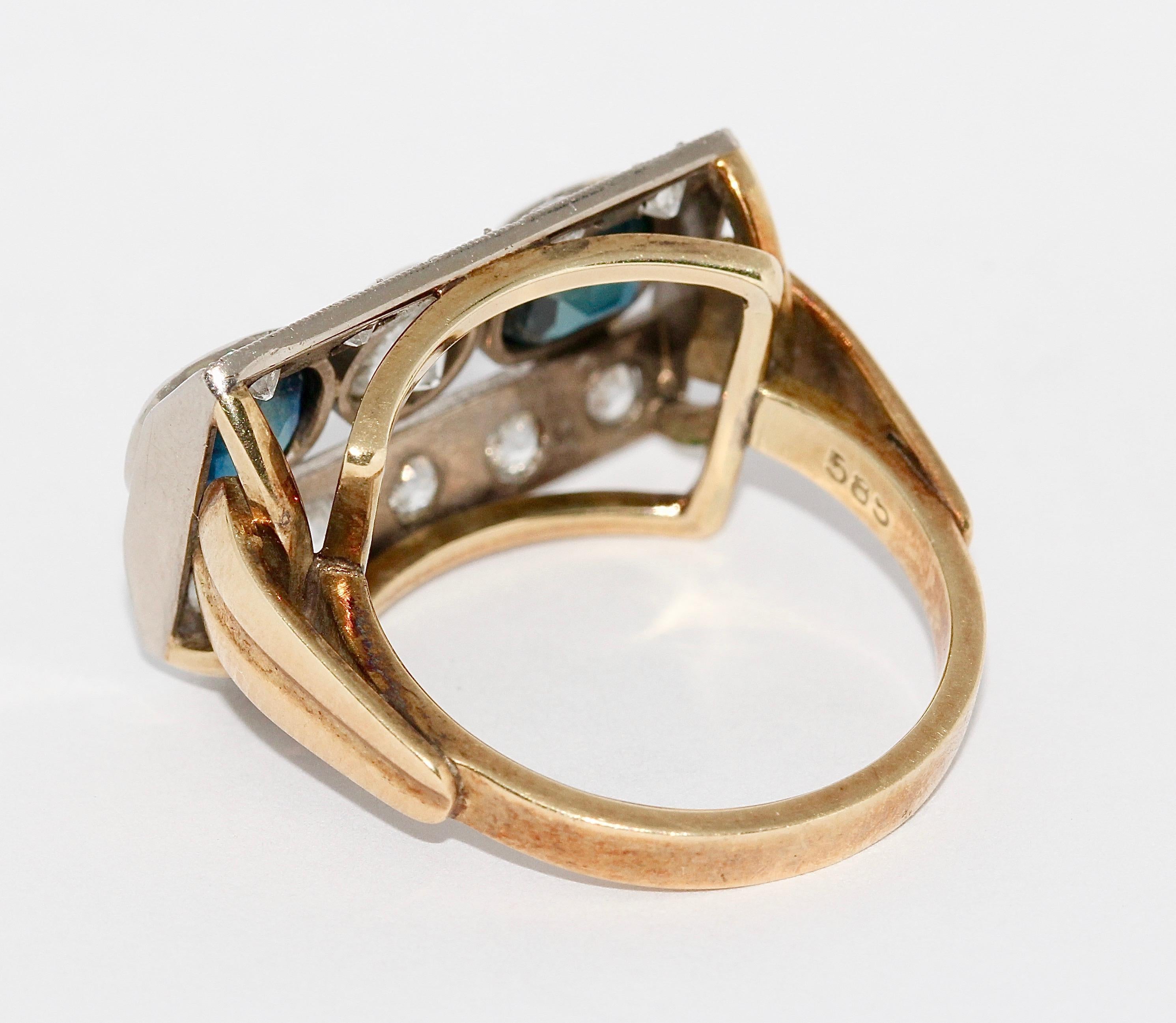 Bague ancienne en or pour femme, avec saphirs et diamants en vente 1