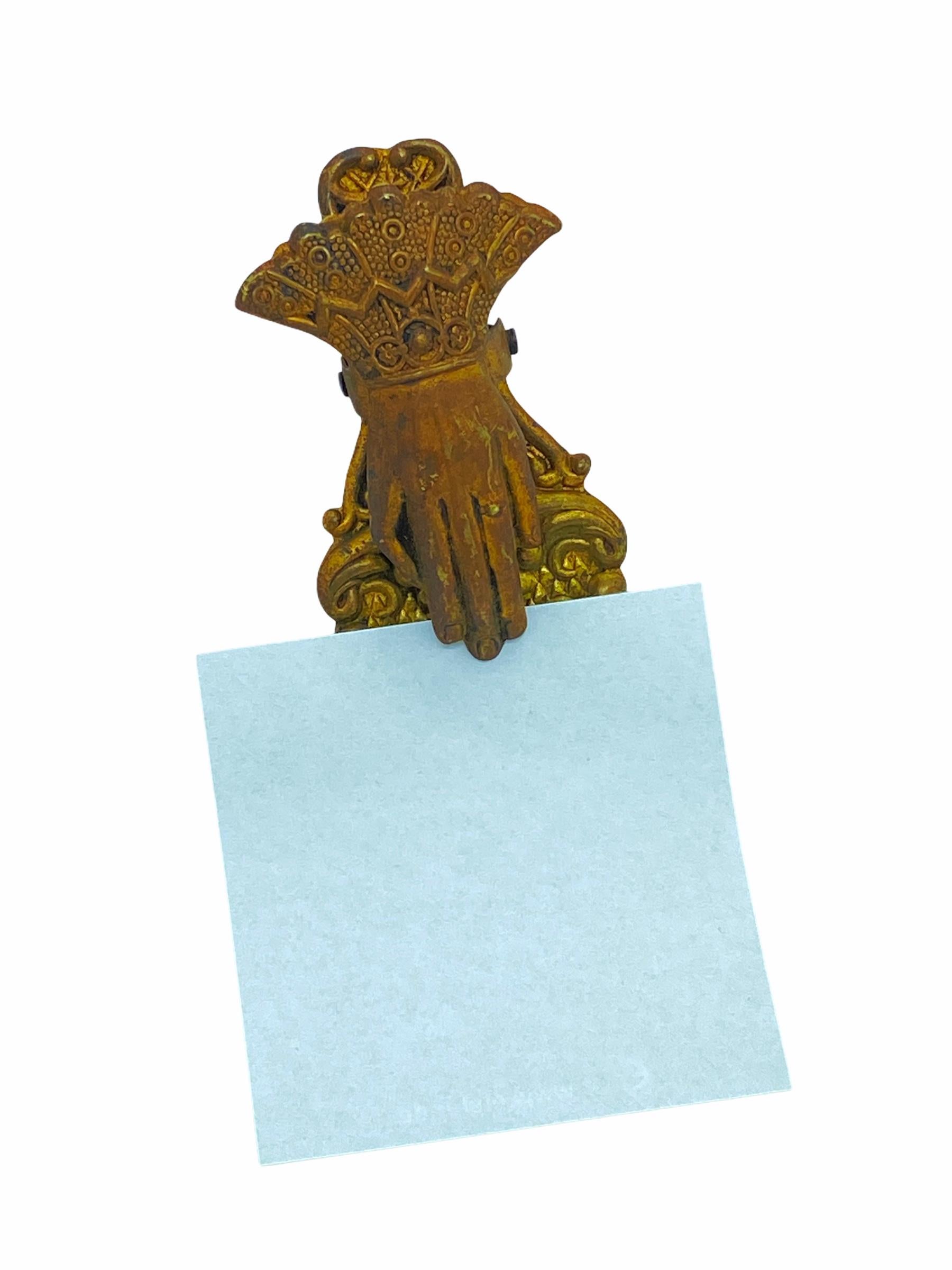 Antike Damen-Wand- oder Schreibtisch-Briefklammer aus Goldbronze von Erhard & Sohne, Deutschland 1890er Jahre (Spätes 19. Jahrhundert) im Angebot