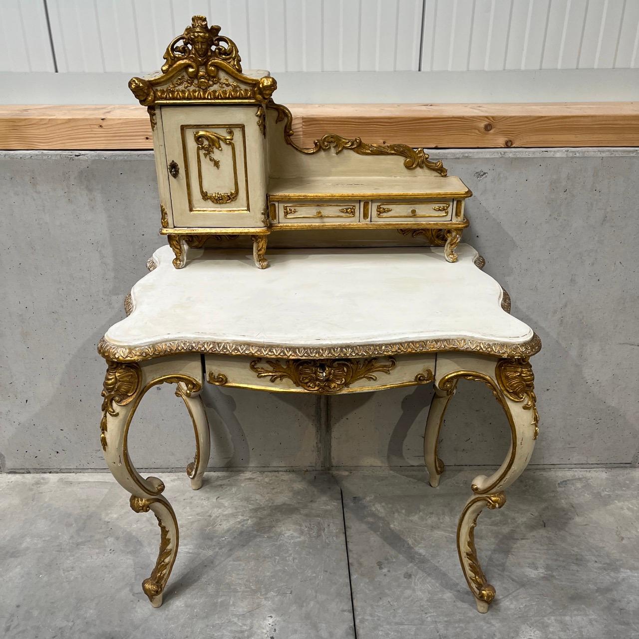 ✓ Unique piece
✓ Special eye-catcher
✓ Hand-painted & gold-plated

Dimensions: 
W: 55cm H: 58cm D: 55cm

Article: Antique ladies secretary
Item no.: 1039
Provenance: France, Louis XV around 1750
Material: Wood
Color: Brown
Condition: With