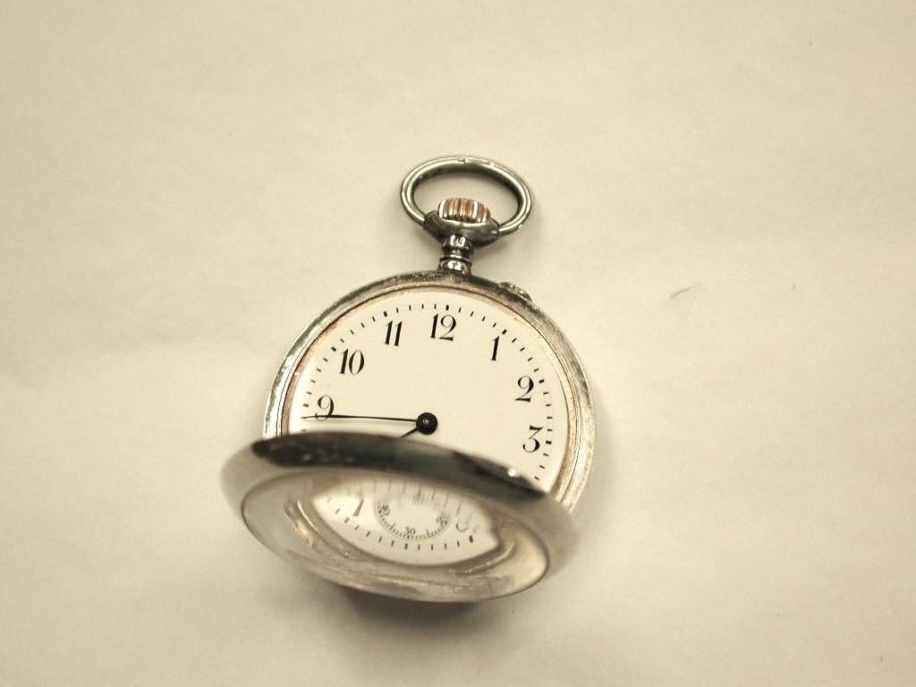 Sterling Silver Antique Ladies Swiss Silver Pocket Watch, circa 1900