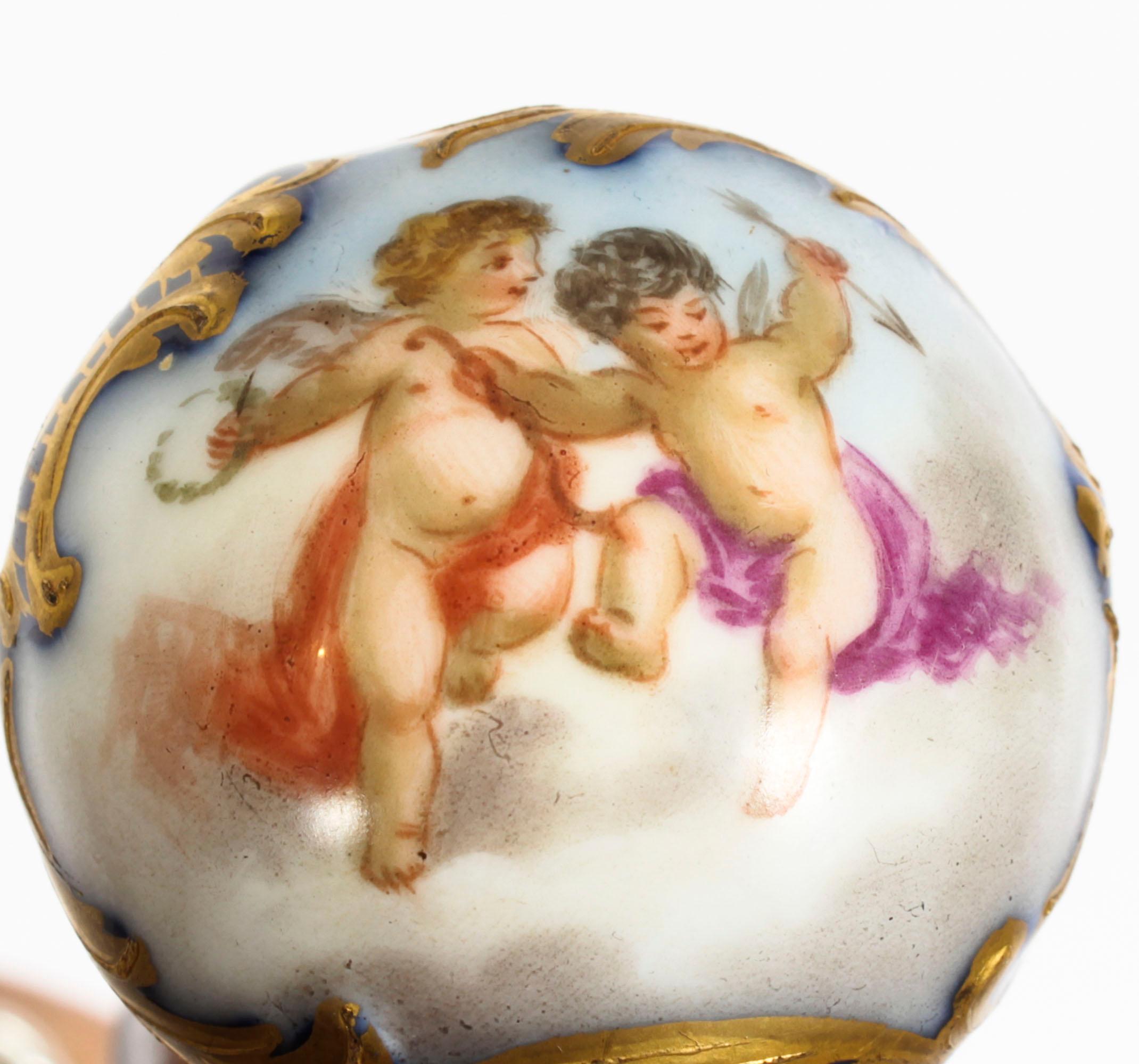 Ancienne canne de marche pour dames avec manche en porcelaine de Sèvres 19ème siècle 1