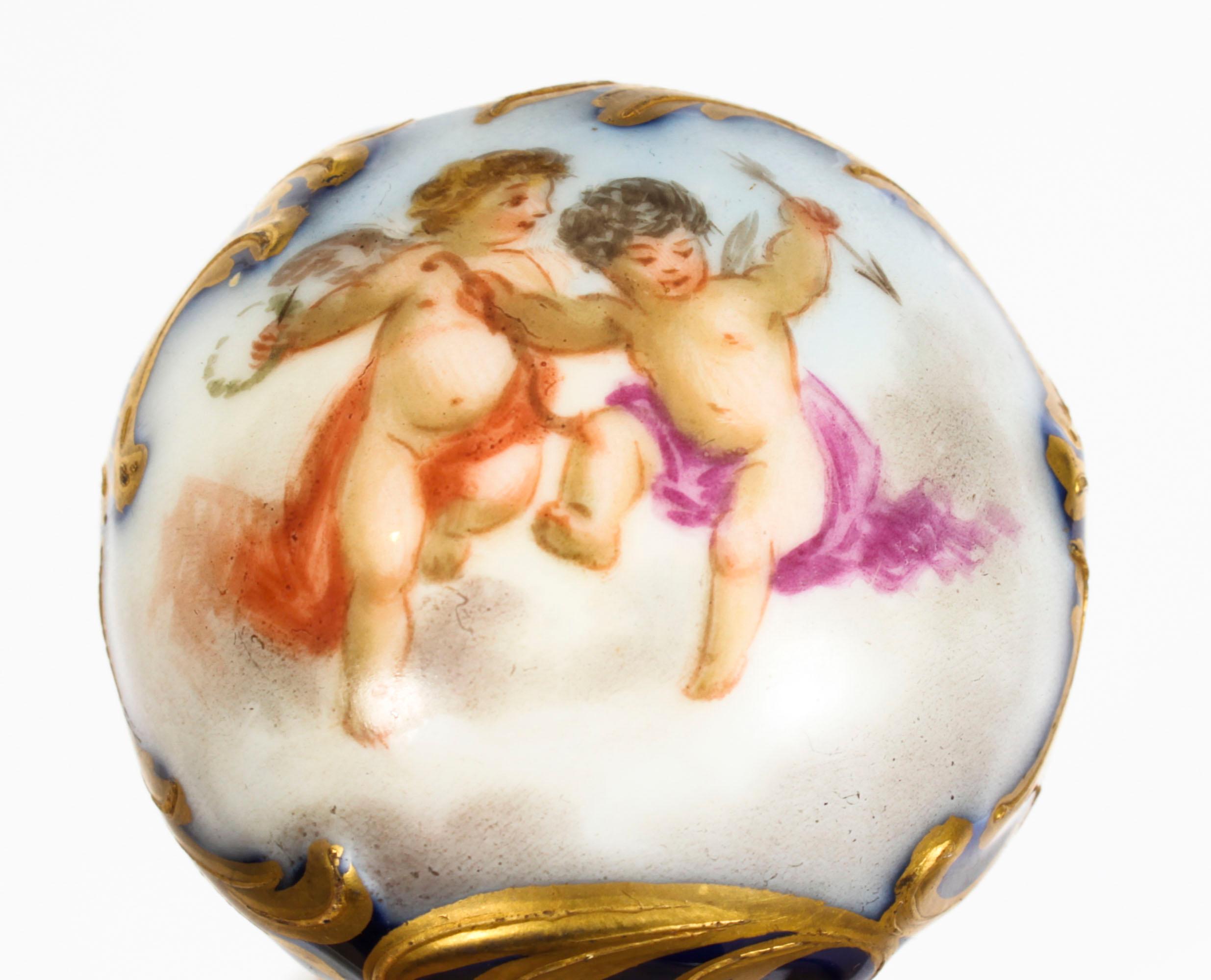 Ancienne canne de marche pour dames avec manche en porcelaine de Sèvres 19ème siècle 3