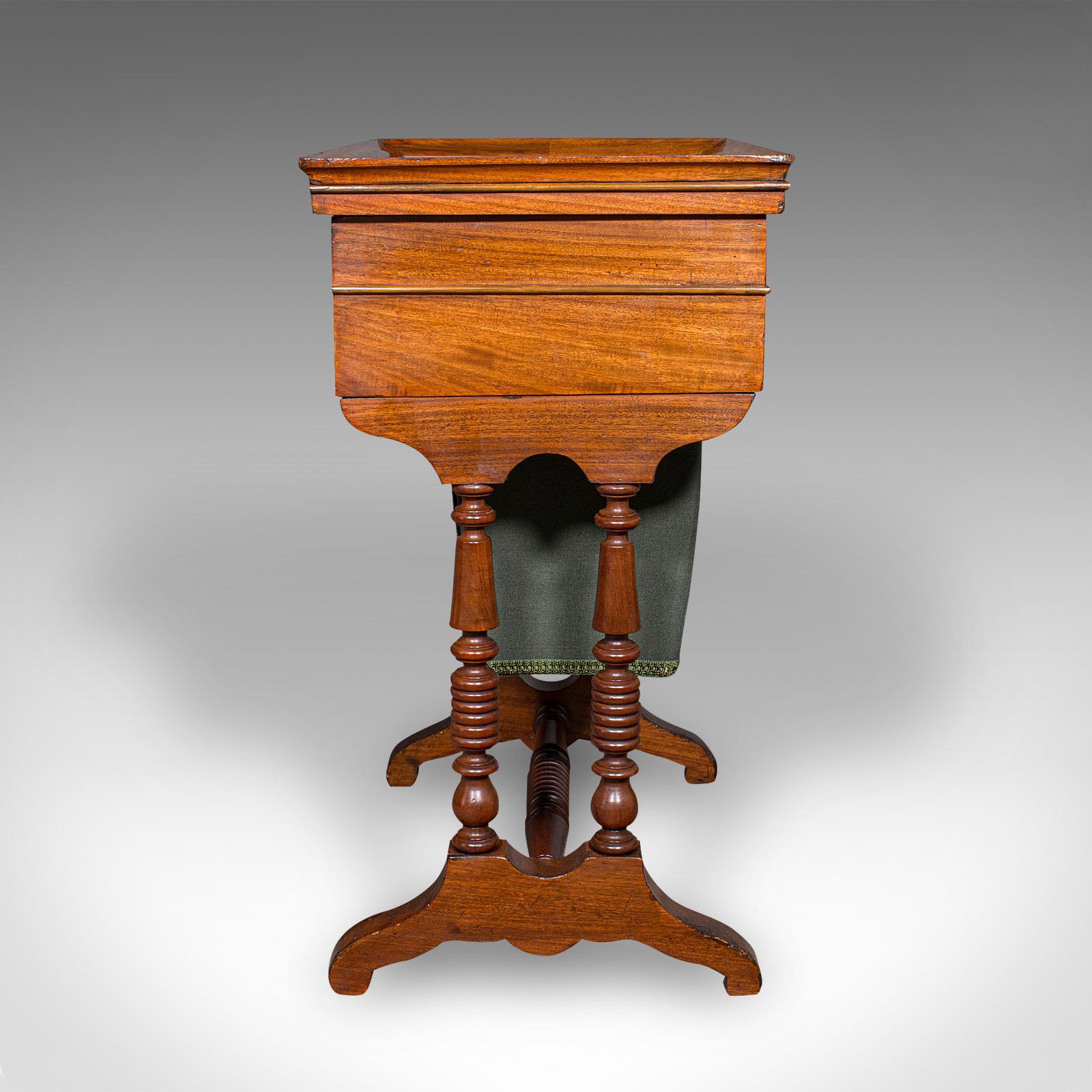 Antique Ladies Work Box, English, Flame, Sewing, Haberdashery Table, Victorian In Good Condition For Sale In Hele, Devon, GB