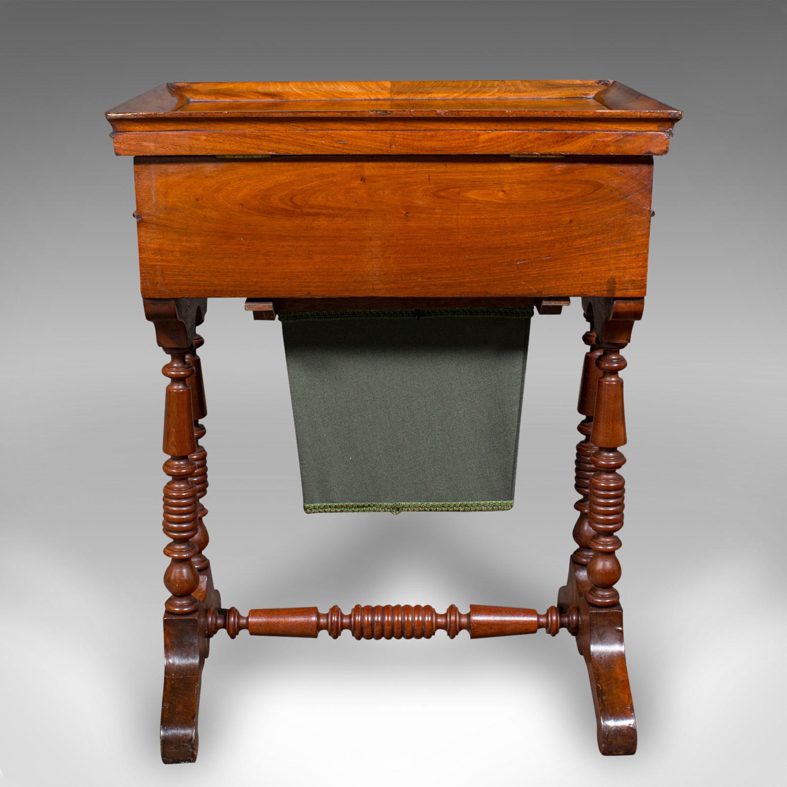 Late 19th Century Antique Ladies Work Box, English, Flame, Sewing, Haberdashery Table, Victorian For Sale