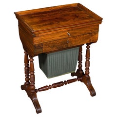Antigua Caja de Trabajo para Señoras, Inglesa, Llama, Costura, Mesa de Mercería, Victoriana