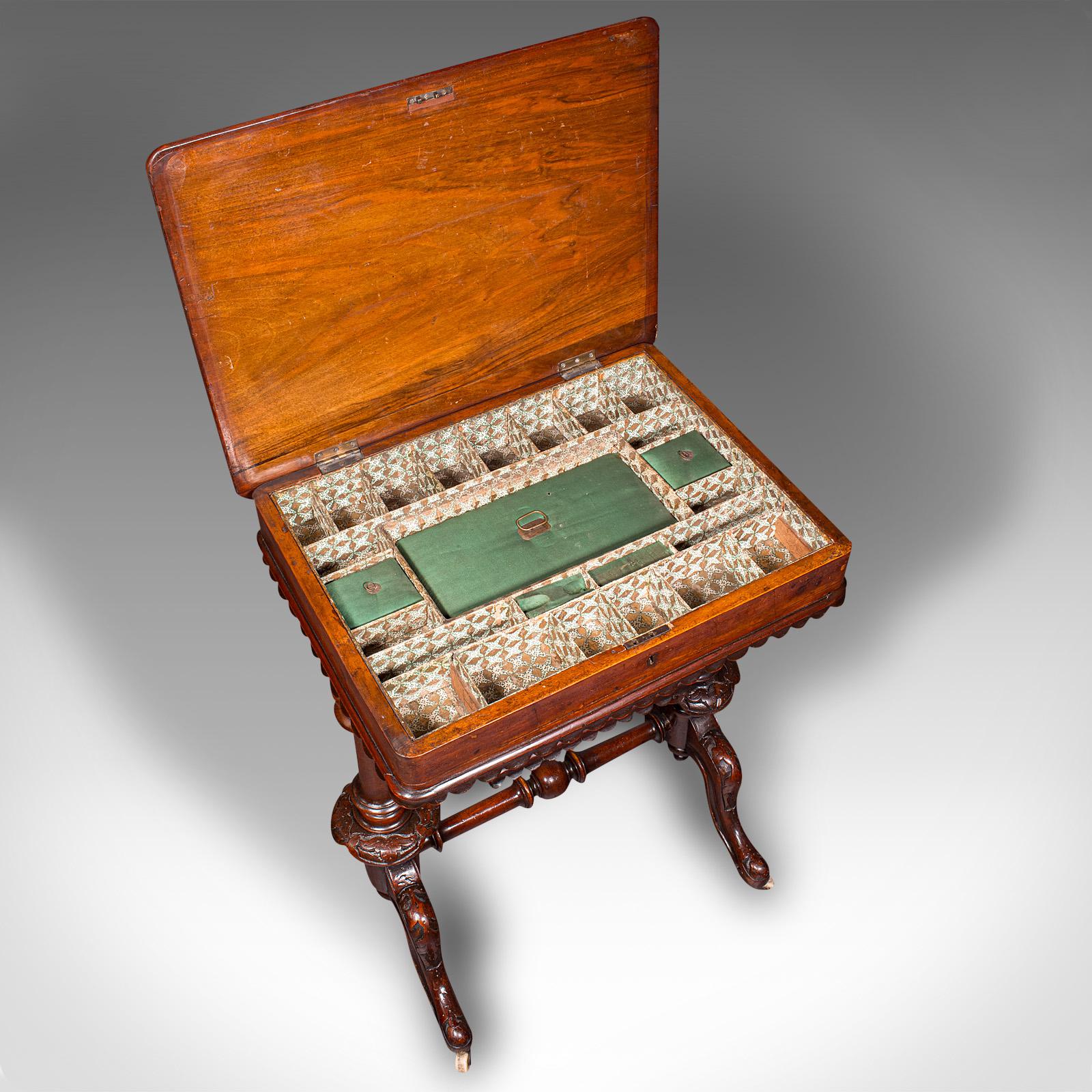 Antique Ladies Work Table, English, Burr Walnut, Sewing Table, Victorian, C.1850 For Sale 2