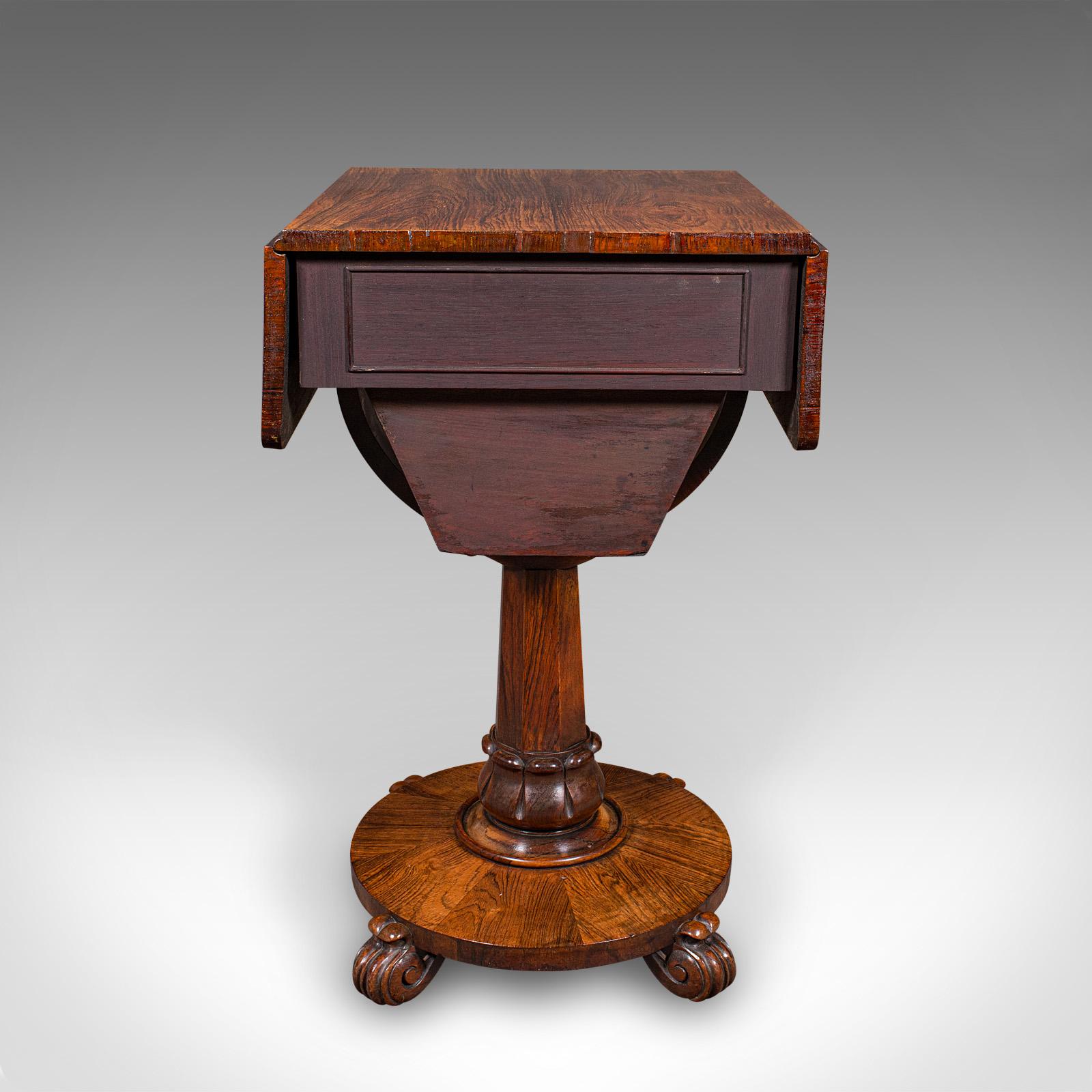 Ancienne table de travail pour dames, anglaise, à abattant, couture, jeux, William IV, C.C.C. en vente 1