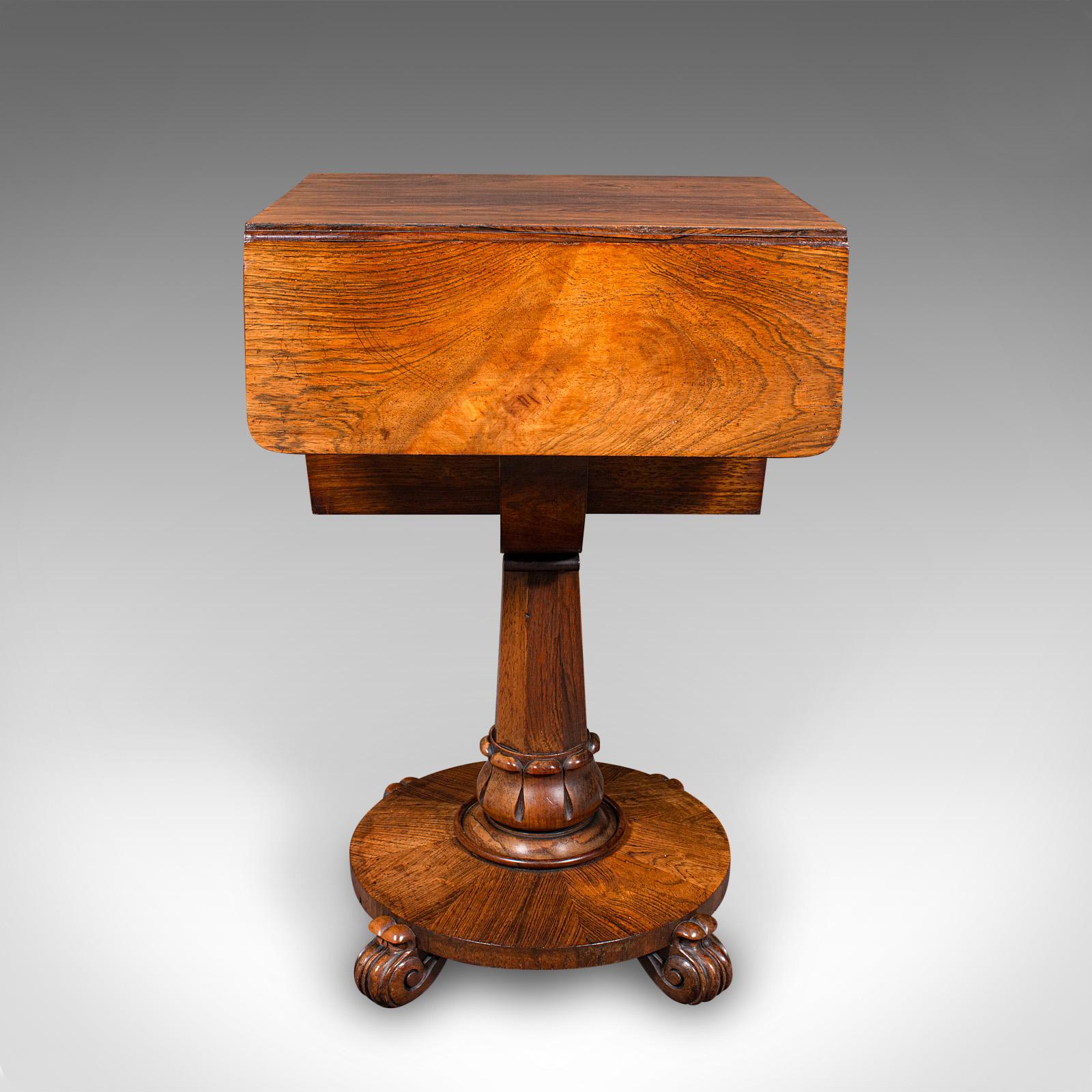 Ancienne table de travail pour dames, anglaise, à abattant, couture, jeux, William IV, C.C.C. en vente 2