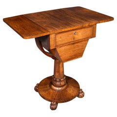 Antigua mesa de trabajo para señoras, inglesa, de hojas caídas, de coser, de juegos, William IV, C.1835