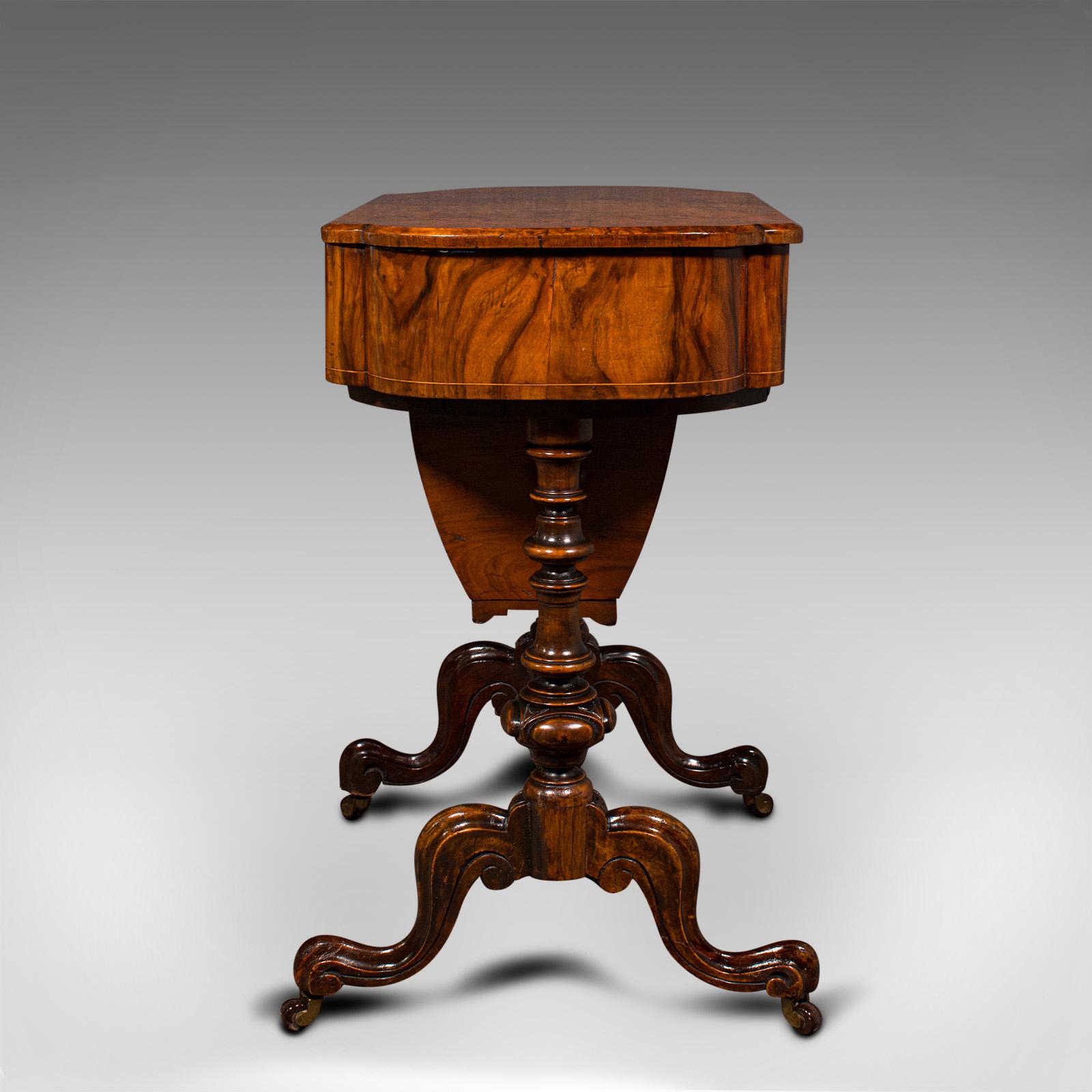 19th Century Antique Ladies Work Table, English, Walnut, Writing, Waring & Gillow, Victorian For Sale