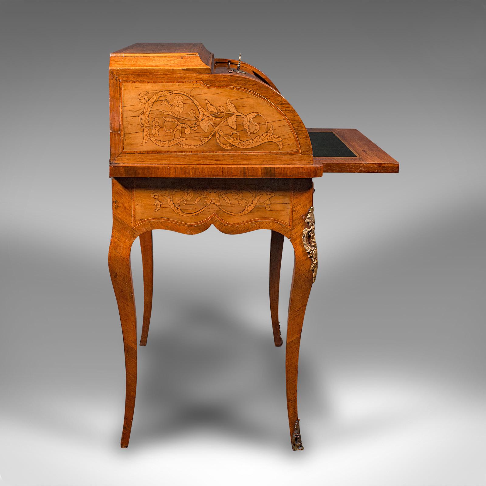 Antique Ladies Writing Desk, French, Walnut, Table, Bonheur Du Jour, Victorian 1