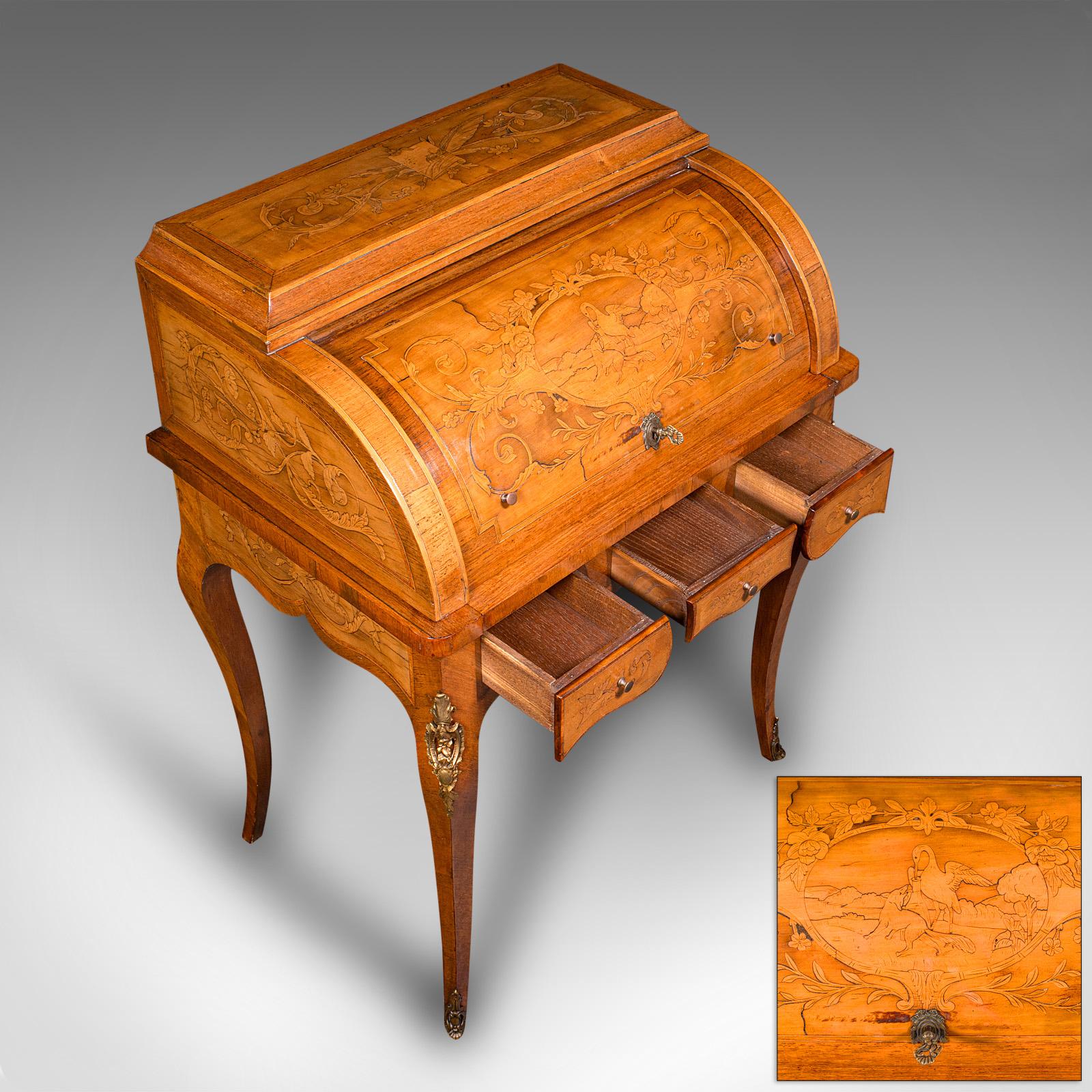 Antique Ladies Writing Desk, French, Walnut, Table, Bonheur Du Jour, Victorian 4