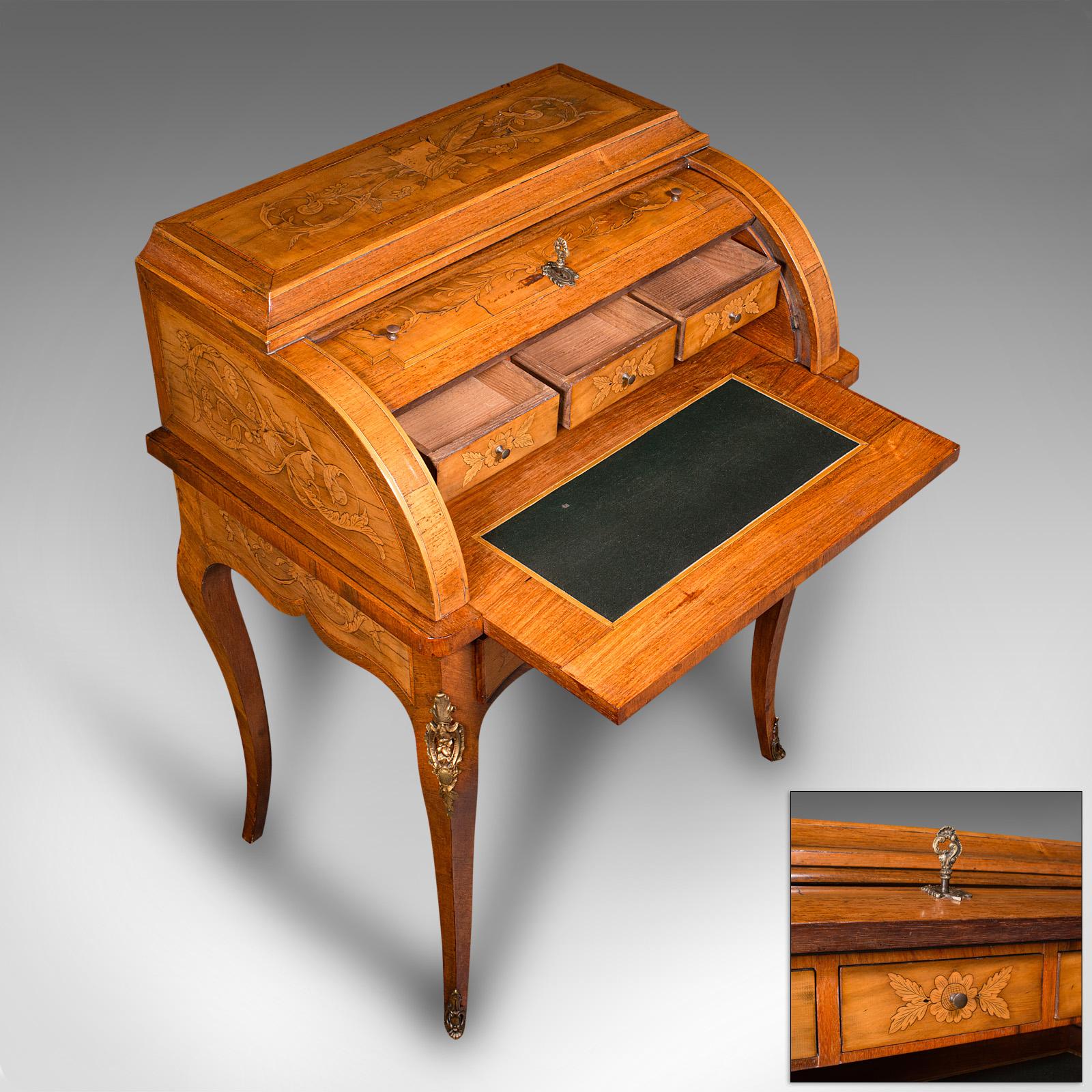 Antique Ladies Writing Desk, French, Walnut, Table, Bonheur Du Jour, Victorian 5