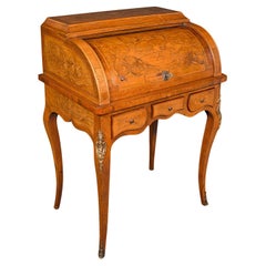 Antique Ladies Writing Desk, French, Walnut, Table, Bonheur Du Jour, Victorian