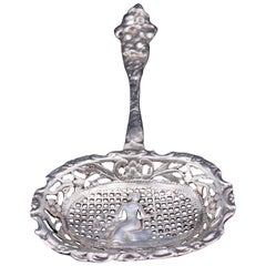 Antique Lady Justice Sterling Silver Repousse Strainer, 3.48 toz, circa 1900