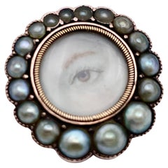 Antique Lady's Eye Miniature Gold Pendant