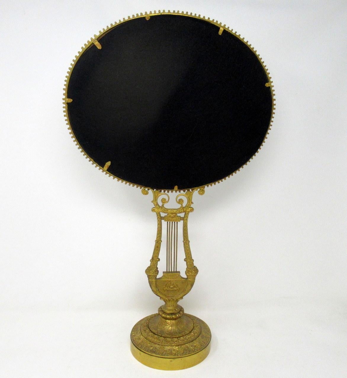 Cast Antique Lady's French Ormolu Bronze Dressing Table Vanity Mirror Grand Tour