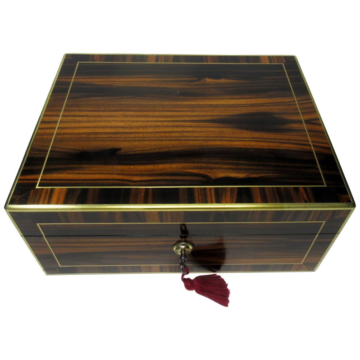 Antique Lady’s Gentleman’s Coromandel Jewelry Documents Box atrib Edwards London