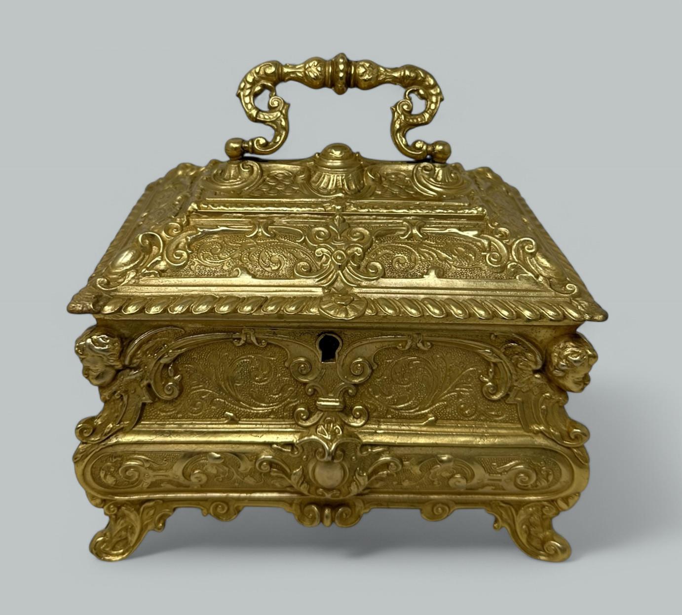 Absolutely stunning French chisel cast Medieval revival Bombe shaped Lady's Jewlery Casket of Museum quality, made during the second quarter of the Nineteenth Century. Firmly attributed to retailer Maison Boissier Paris France. 

The slightly dome