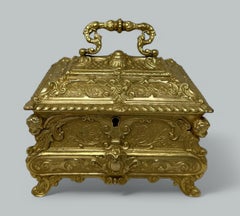Antique Lady's Ormolu Bronze Dore Jewellery Box Casket Maison Boissier Paris