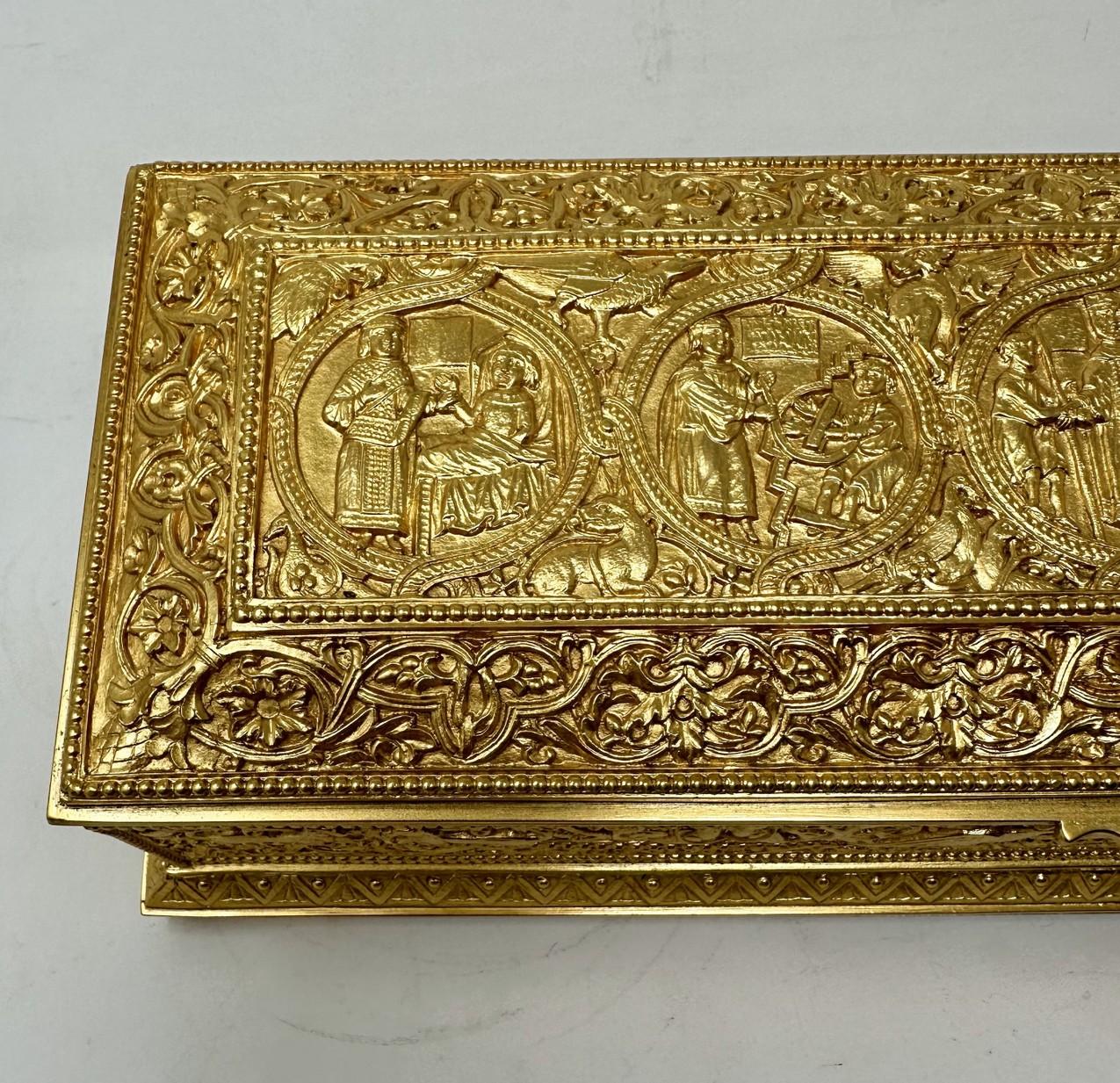 French Antique Lady's Ormolu Bronze Dore Jewellery Box Casket Maison Boissier Paris   