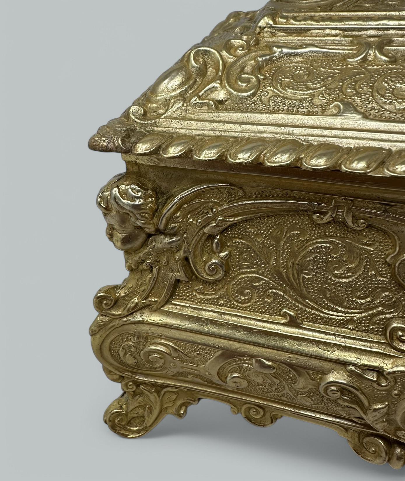 Antique Lady's Ormolu Bronze Dore Jewellery Box Casket Maison Boissier Paris For Sale 2