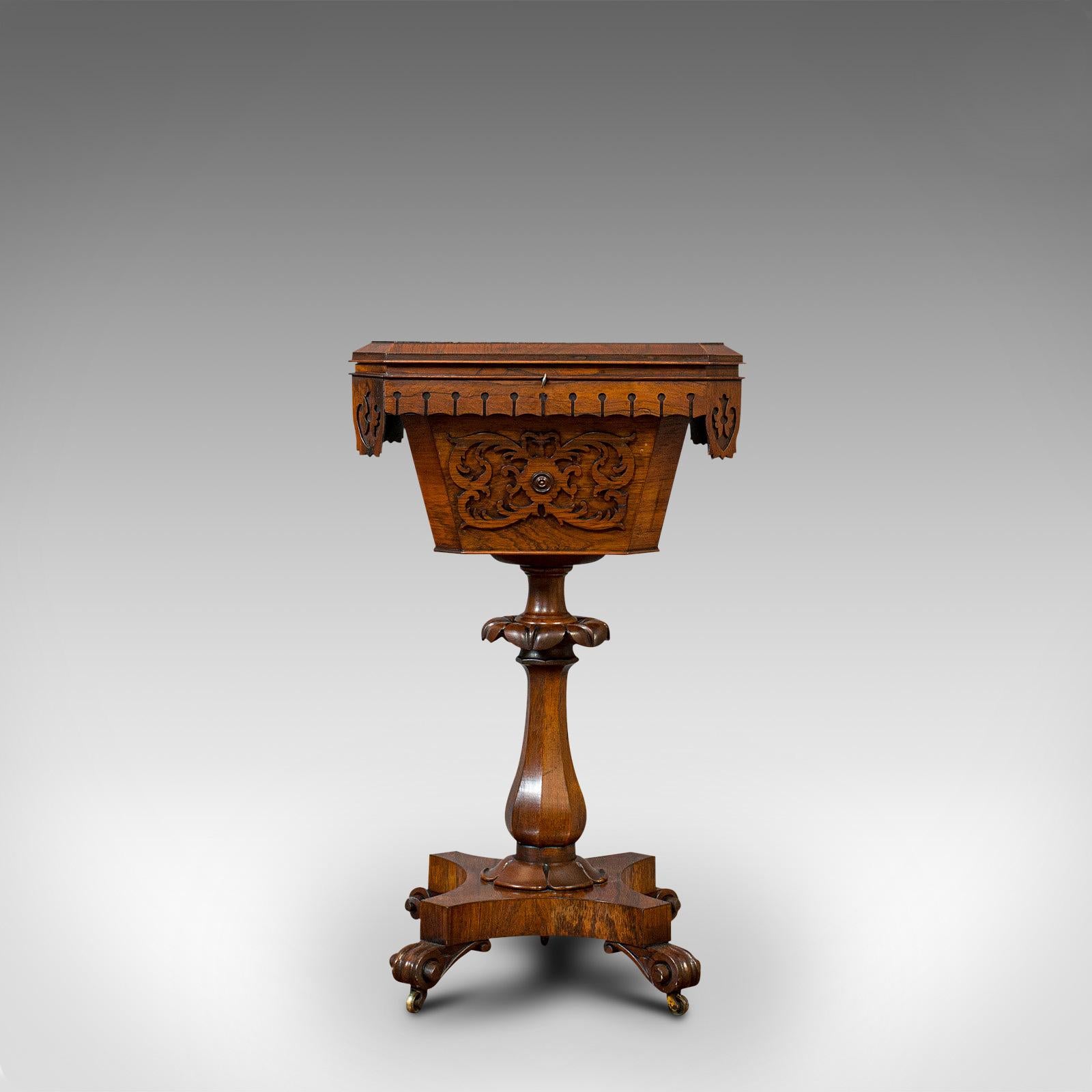 British Antique Lady's Work Box, English, Rosewood, Sewing, Table, Regency, circa 1820