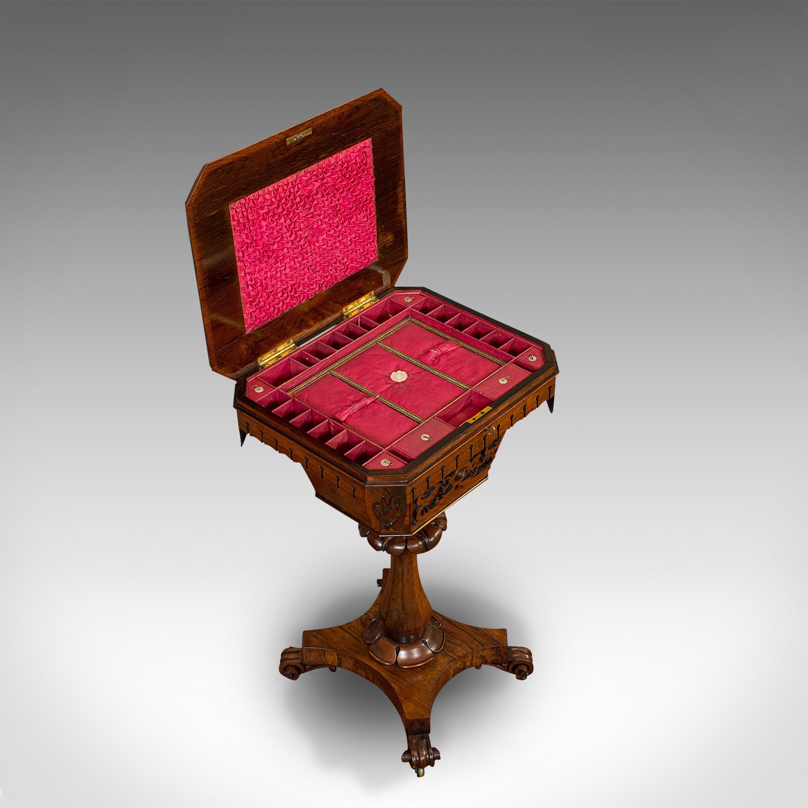 Antique Lady's Work Box, English, Rosewood, Sewing, Table, Regency, circa 1820 4