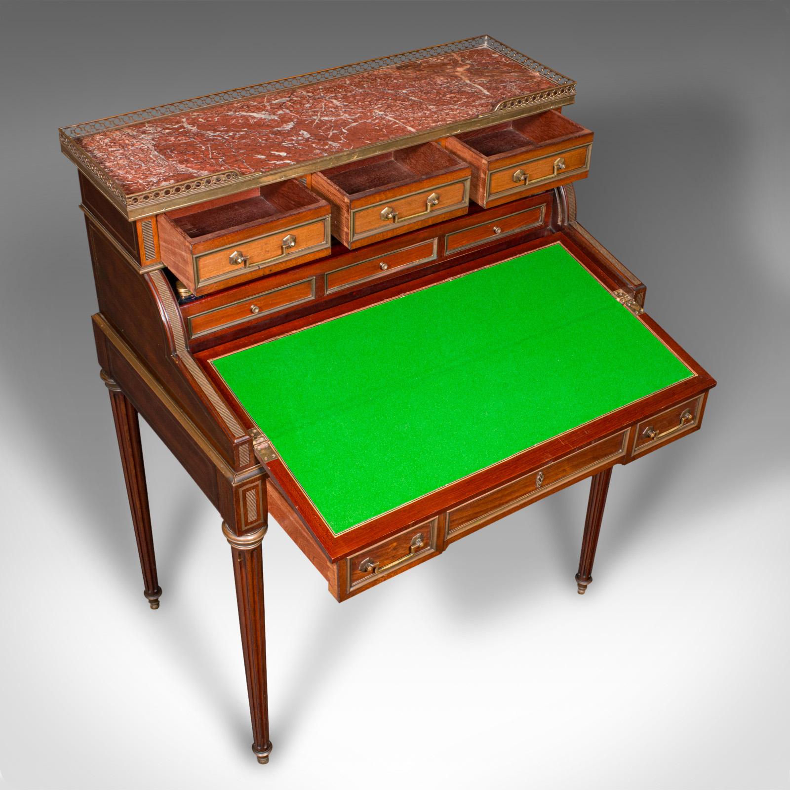 Antique Lady's Writing Desk, francese, marmo, Roll Top Bureaux, vittoriano, C.I.C. in vendita 3