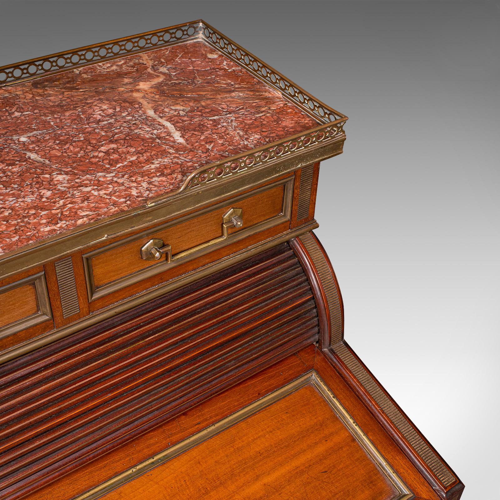 Antique Lady's Writing Desk, francese, marmo, Roll Top Bureaux, vittoriano, C.I.C. in vendita 4