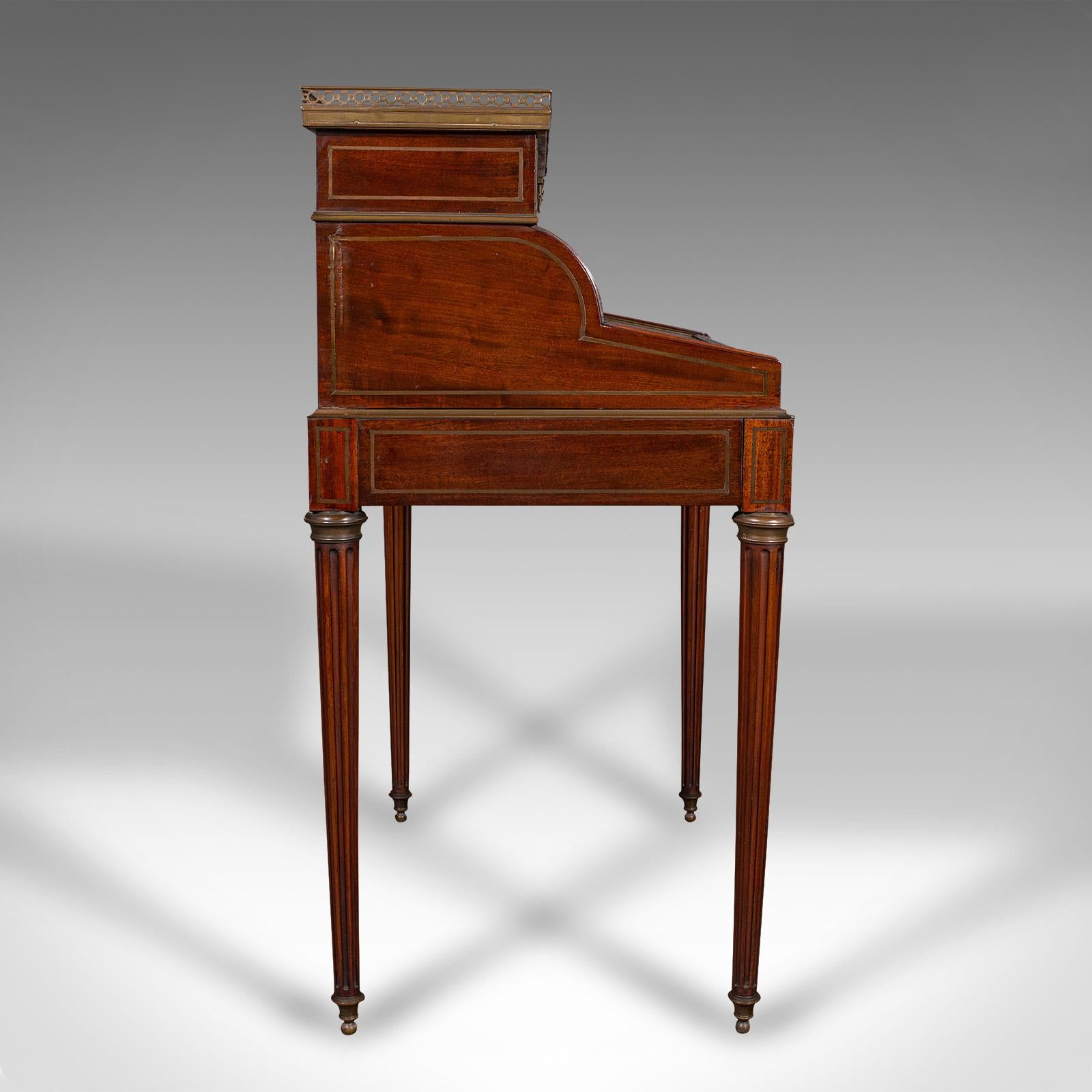 Antique Lady's Writing Desk, francese, marmo, Roll Top Bureaux, vittoriano, C.I.C. In condizioni buone in vendita a Hele, Devon, GB