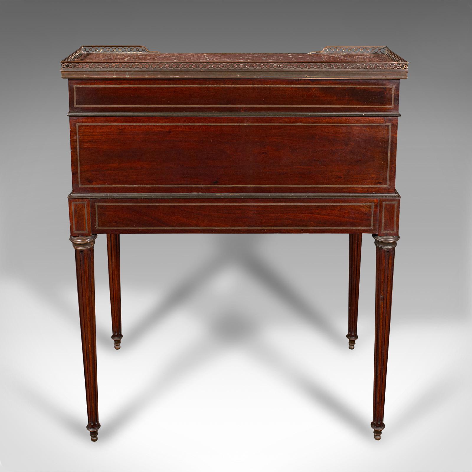 Metà XIX secolo Antique Lady's Writing Desk, francese, marmo, Roll Top Bureaux, vittoriano, C.I.C. in vendita