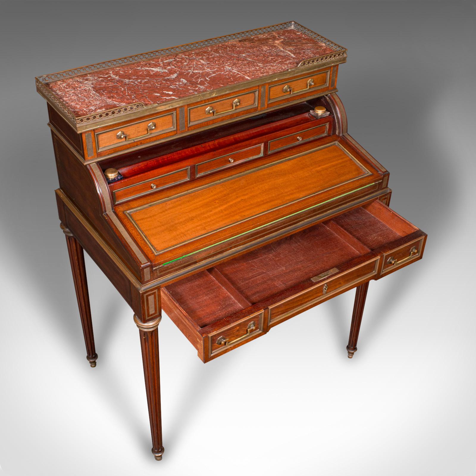 Antique Lady's Writing Desk, francese, marmo, Roll Top Bureaux, vittoriano, C.I.C. in vendita 2