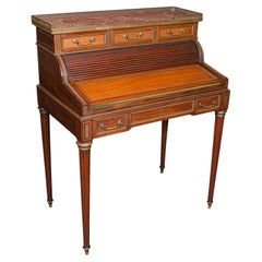 Antique Lady's Writing Desk, French, Marble, Roll Top Bureaux, Victorian, C.1850