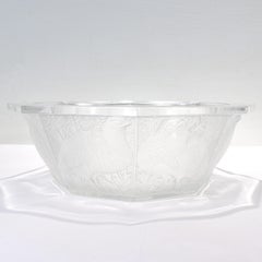 Antique Lalique French Art Glass "Caille" Frosted Octagonal Bowl