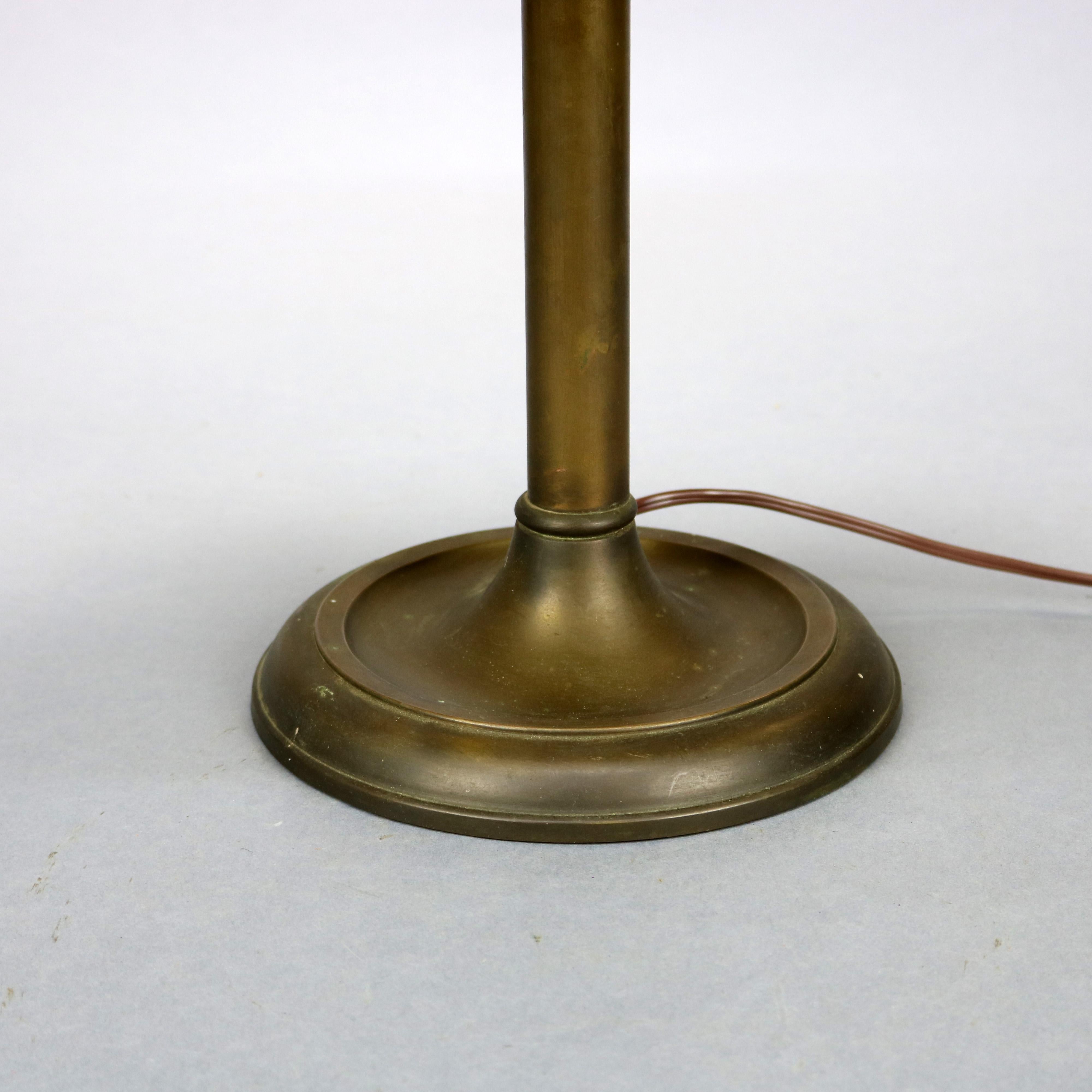 American Antique Lamb Brothers Arts & Crafts Leaded Glass Water Lily Table Lamp Circa 192