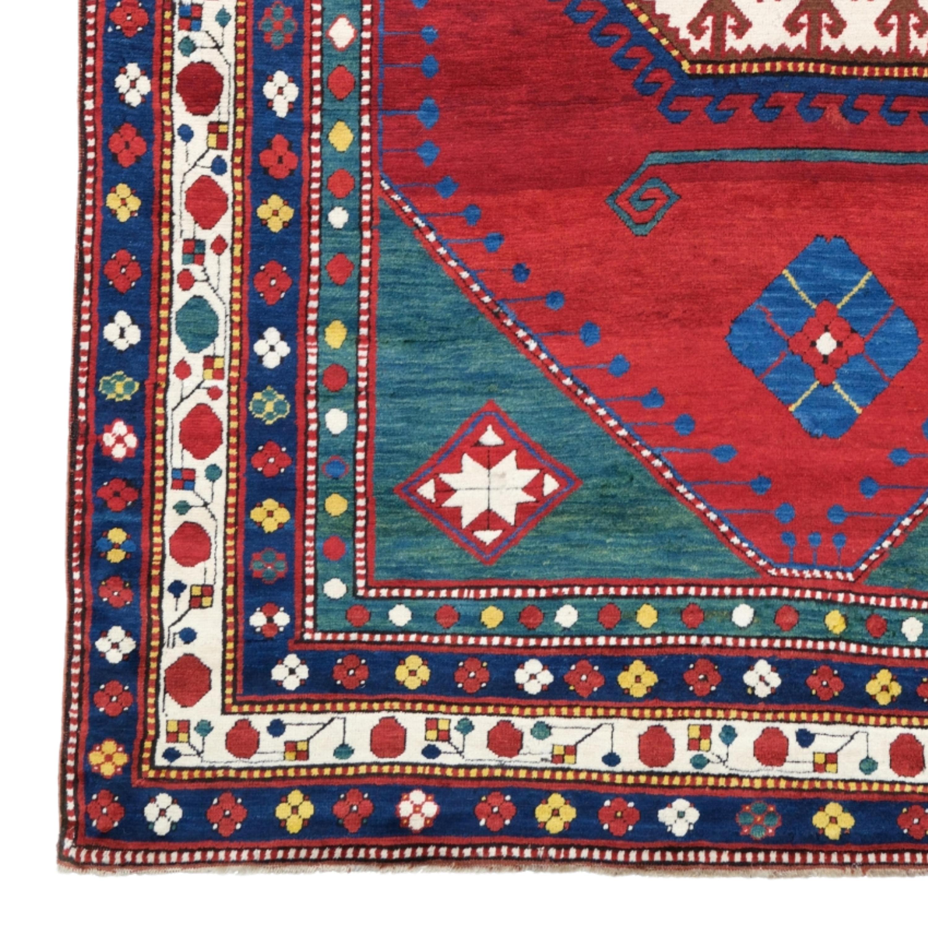 19th Century Caucasian Lambalo Rug
Size: 175x298 cm

This impressive 19th century Caucasian Lambalo Tapestry is a masterpiece reflecting the elegant and sophisticated craftsmanship of a historic period.

Rich Patterns: The carpet is decorated with