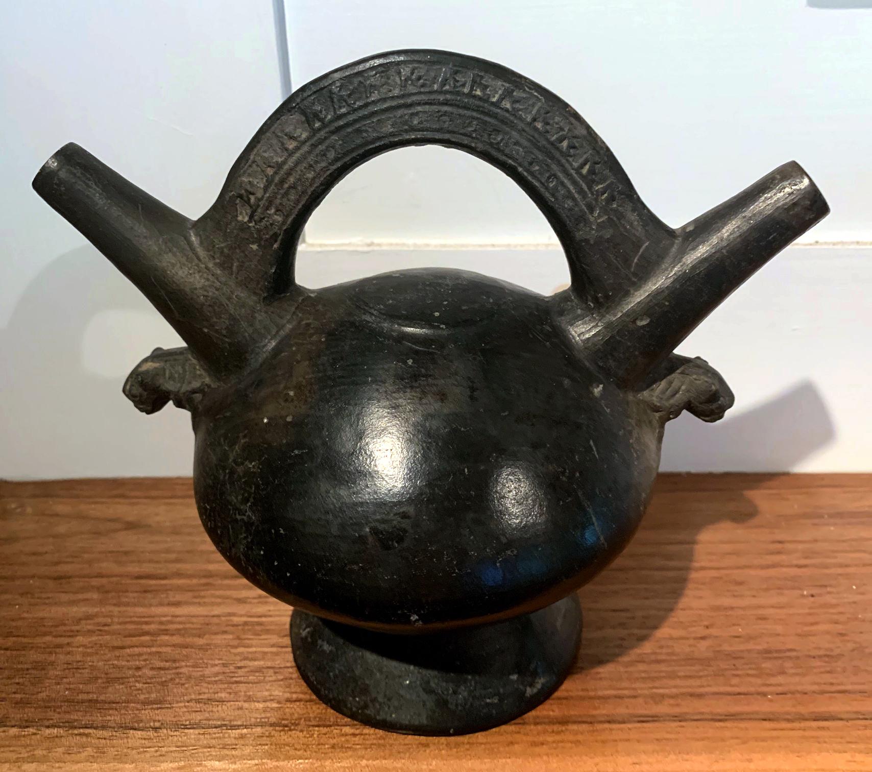 Antique Lambayeque Double Spout Pot 2