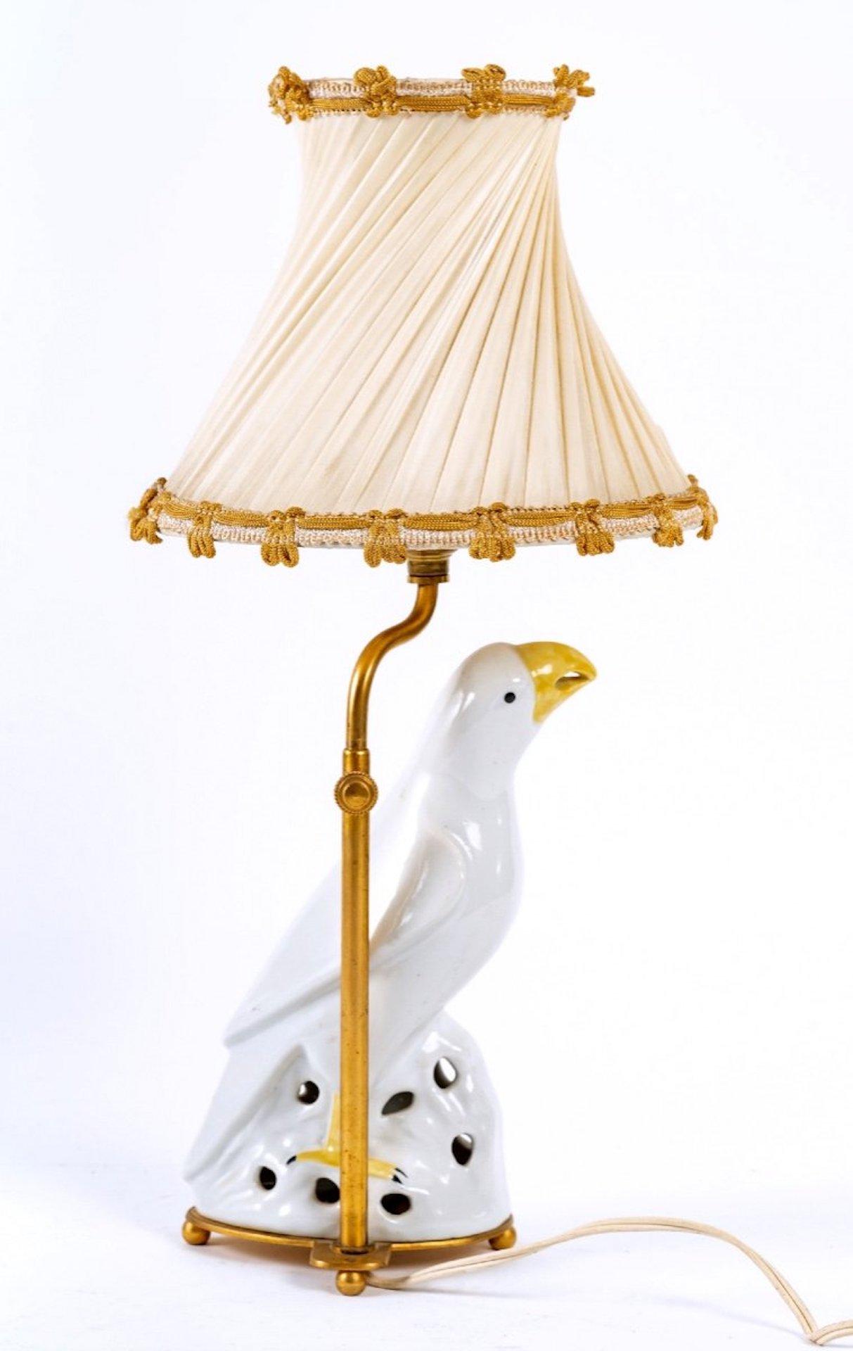 20th Century Antique Lamp, Bronze and Chinese Enameled Porcelain