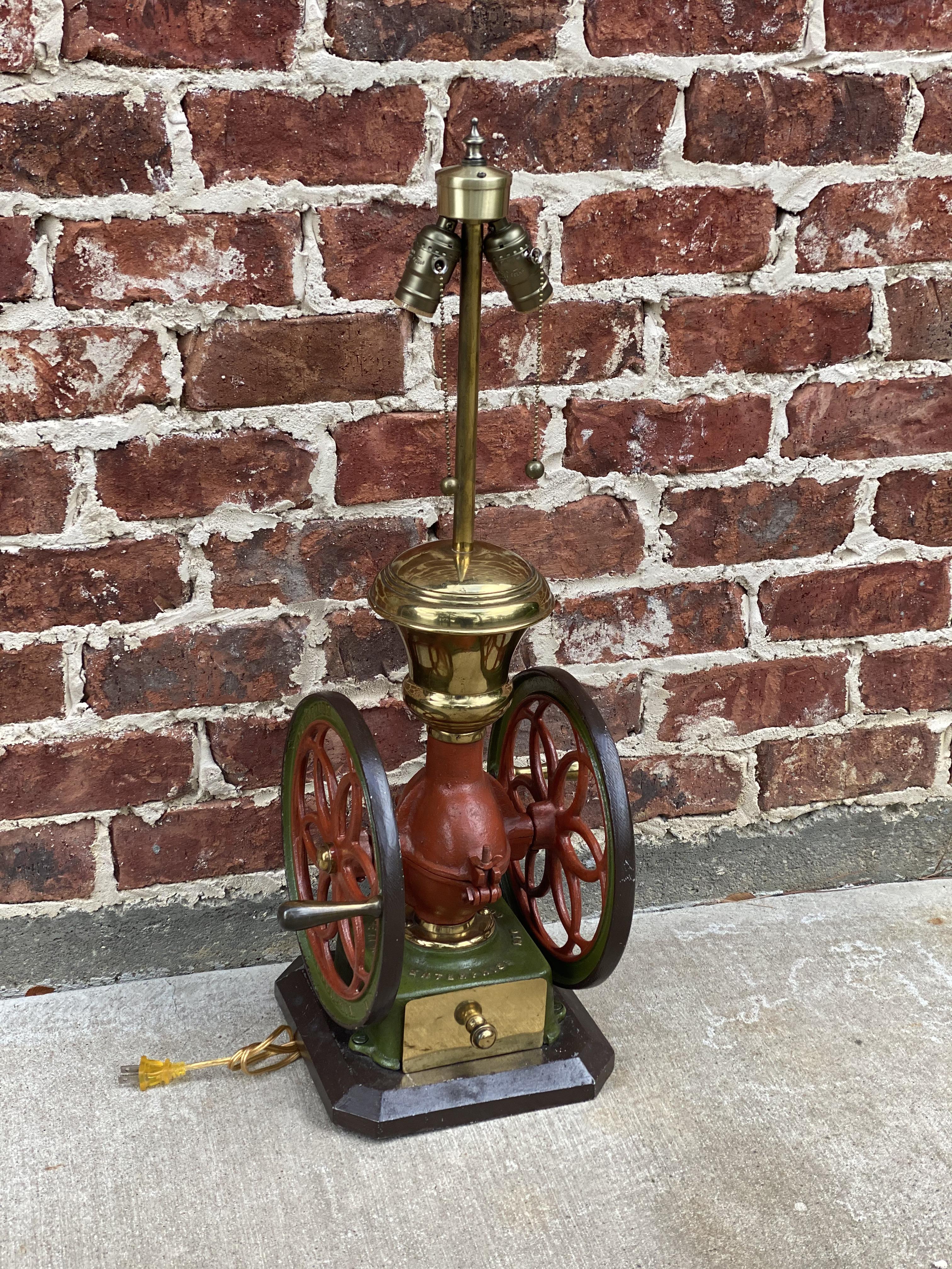 Antique Lamp Iron Coffee Grinder Enterprise Mfg Philadelphia PA Rewired 1 of 2 For Sale 2