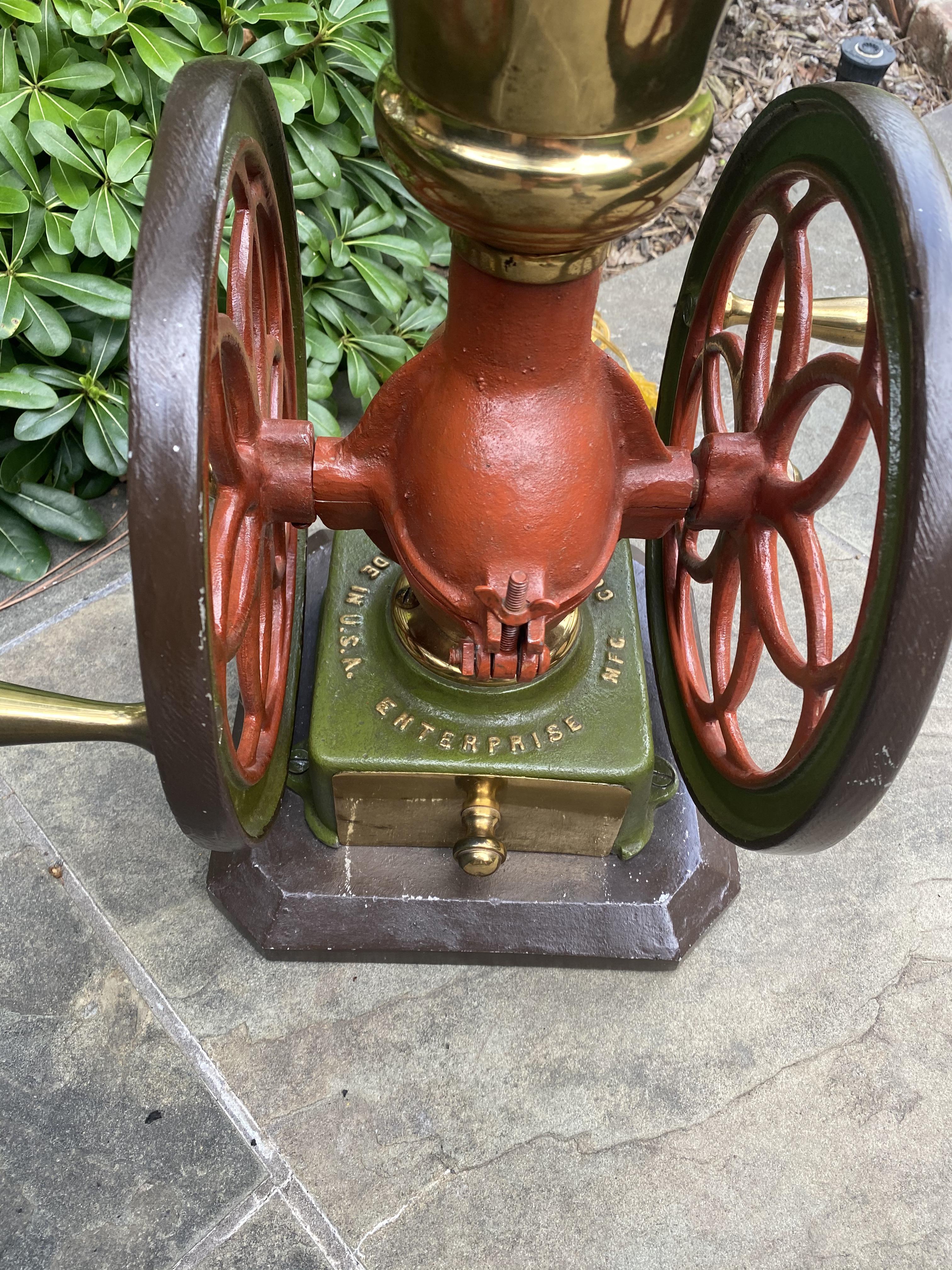 Antique Lamp Iron Coffee Grinder Enterprise Mfg Philadelphia PA Rewired 1 of 2 For Sale 6