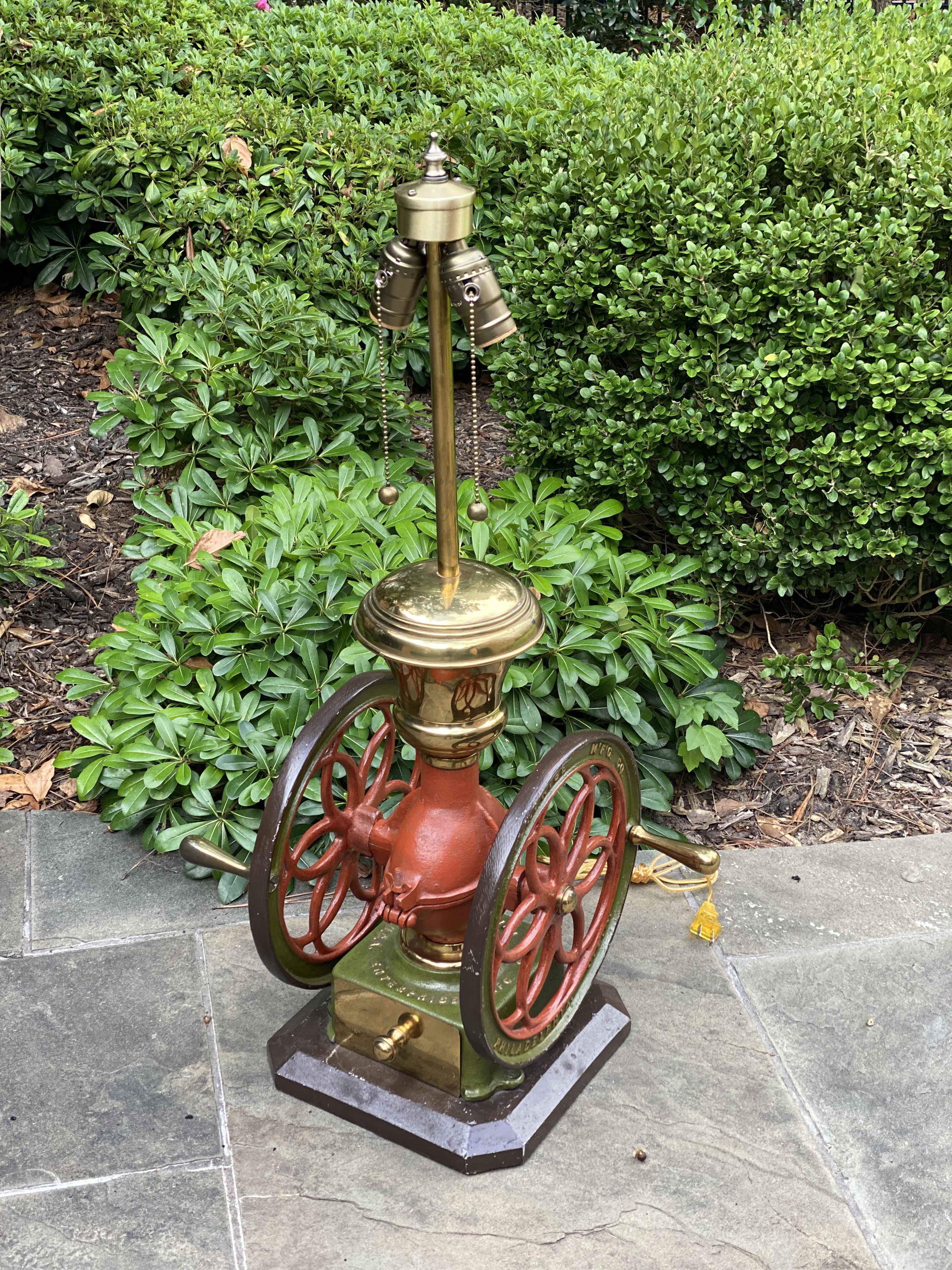 Antique Lamp Iron Coffee Grinder Enterprise Mfg Philadelphia PA Rewired 1 of 2 For Sale 7