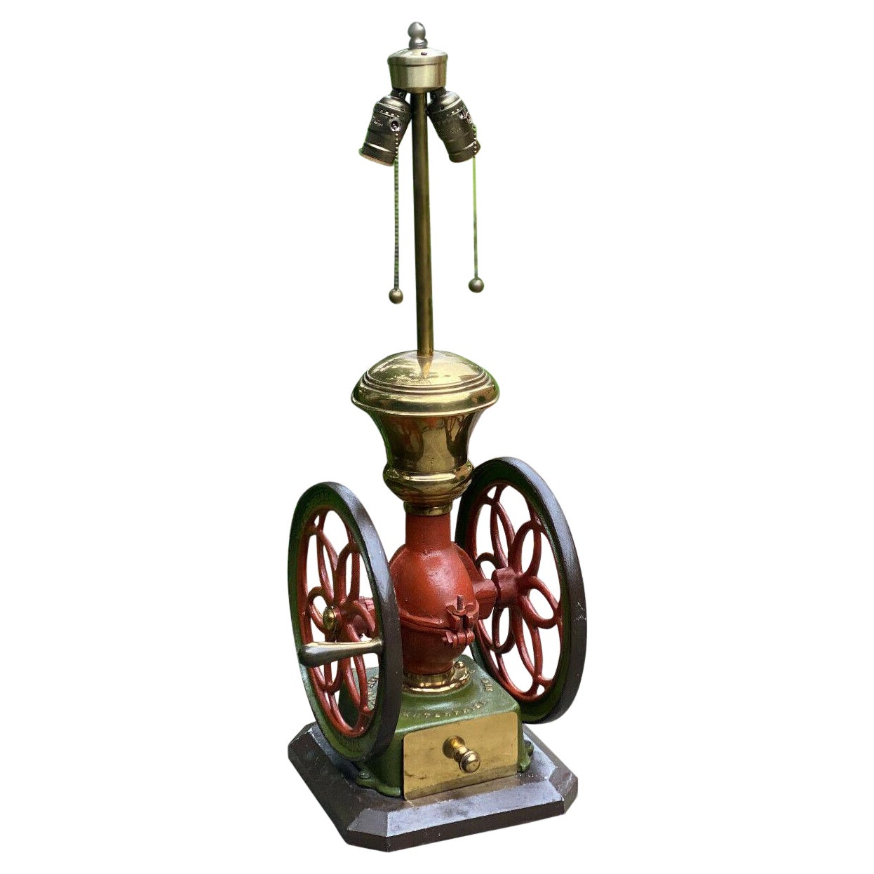 Antique Lamp Iron Coffee Grinder Enterprise Mfg Philadelphia PA Rewired 1 of 2