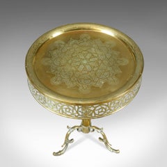 Antique Lamp Table, Edwardian, Circular, Brass, Side, Berber, circa 1910